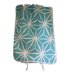 Sanibel Home Geometric Quilted Standard Pillow Sham Teal Blue White 21x27 Cotton